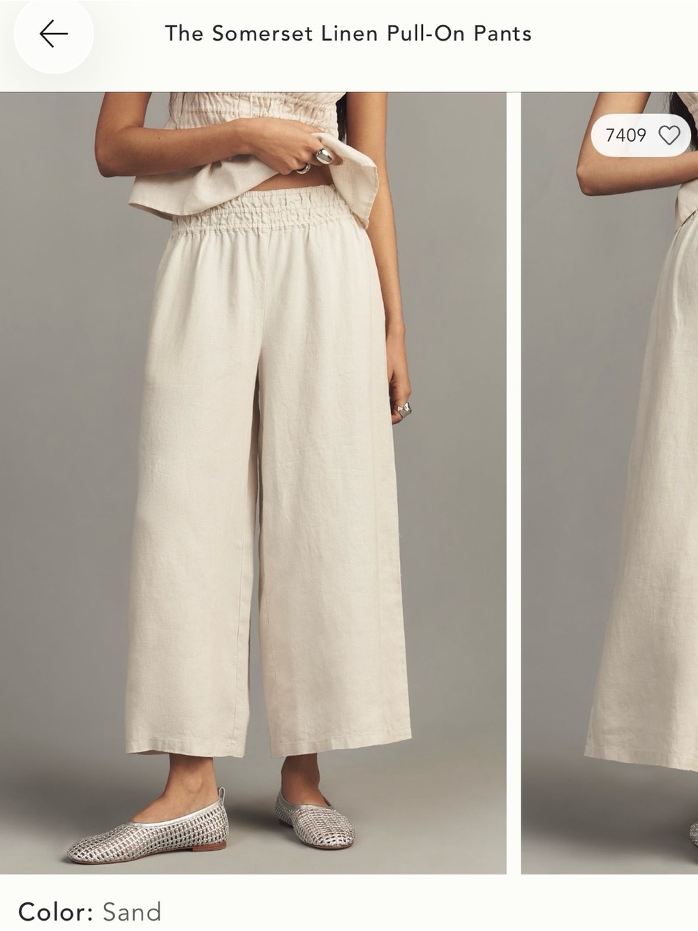 Anthropologie Somerset Wide-Leg Linen Pants — sand - Picture 2 of 10